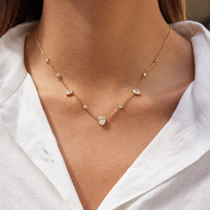 Collier Pendentif Femme En Acier Inoxydable Doré, Orné D'Un Zircon Et D'Une Goutte D'Eau Exquise (1 Pièce) h5 Image4