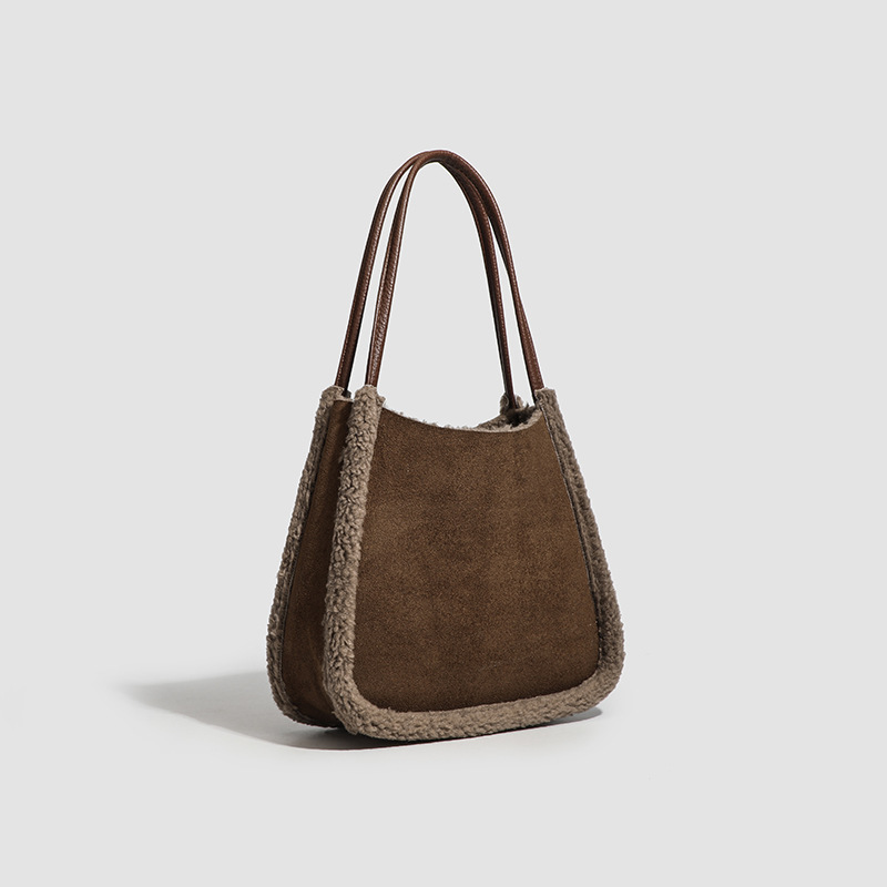 Sac Fourre-Tout Pour Femme, Simple Et Décontracté, De Couleur Unie Et En Fourrure (1 Pièce) h5Image3
