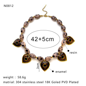 Collier De Perles En Résine En Forme De Cœur (1 Pièce) h5 Image2