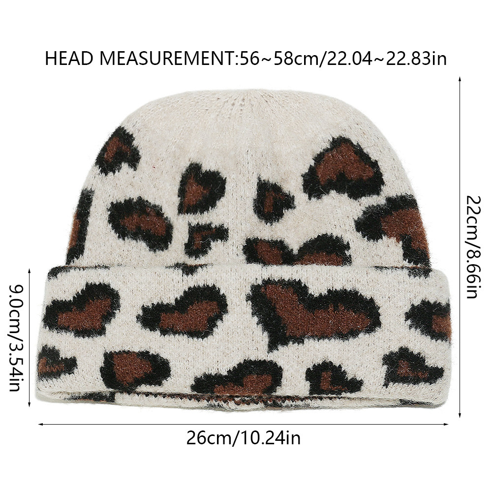Bonnet Tricoté Rétro Imprimé Léopard (1 Pièce) h5Image5