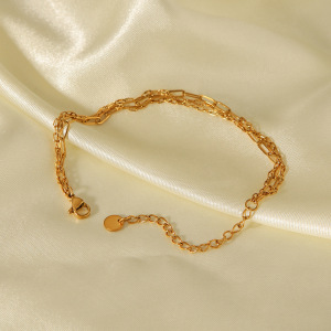Bracelet En Acier Inoxydable Doré, Étanche, À Trois Rangs (1 Pièce) h5 Image5