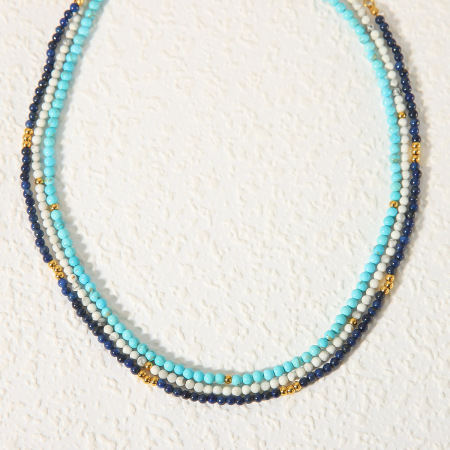Collier de perles bohème simple en pierres naturelles pour femme (1 pièce) 2