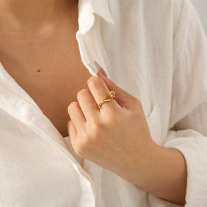 Bague Minimaliste En Acier Inoxydable Rose, Étanche, Couleur Or (1 Pièce) h5 Image5
