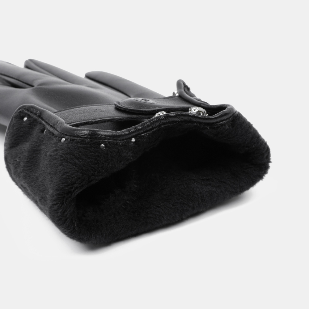 1 Paire De Gants Pour Femmes En Pu Ajouré, Couleur Unie, Style Punk Image3
