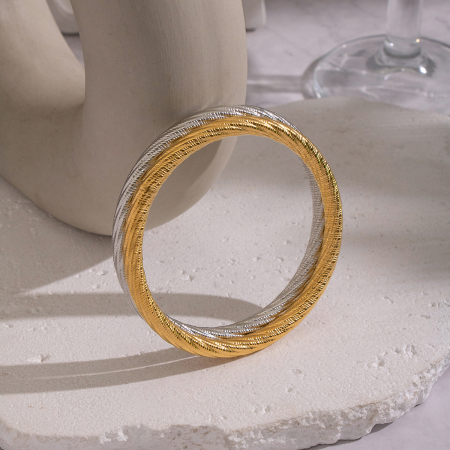 Bracelet jonc étanche en acier inoxydable couleur or (1 pièce) 2