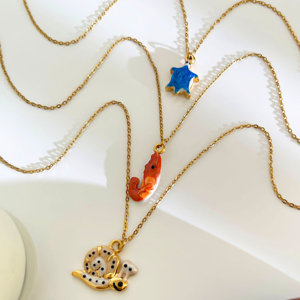 Collier Pendentif Animal En Acier Inoxydable Émaillé Étanche (1 Pièce) Image4