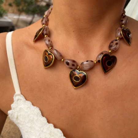 Collier de perles en résine en forme de cœur (1 pièce) 2