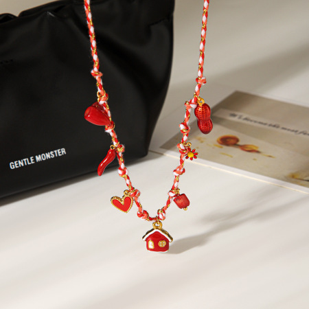 Collier pendentif en acier inoxydable doré, étanche, en forme de cœur émaillé 2