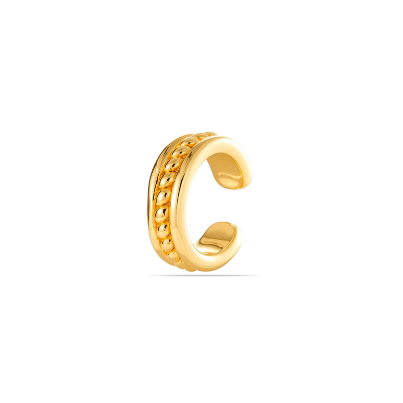 Boucle D'Oreille Manchette Polyvalente Rectangulaire En Cuivre Doré Avec Zircon Pour Femme (1 Pièce) 