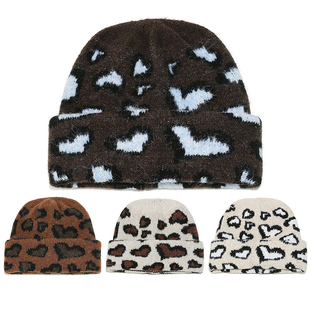 Bonnet Tricoté Rétro Imprimé Léopard (1 Pièce) h5Image4