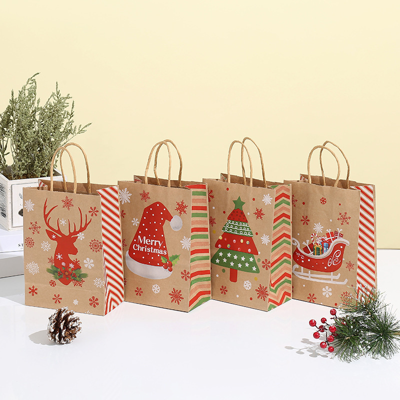 1 Sac D'Emballage De Fête En Papier Kraft De Noël h5Image4