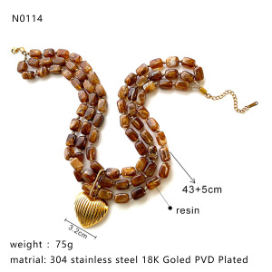 Collier À Plusieurs Rangs Avec Pendentif Cœur En Perles De Résine Dorées h5 Image2