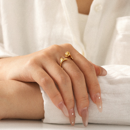 Bague minimaliste en acier inoxydable rose, étanche, couleur or (1 pièce) 2