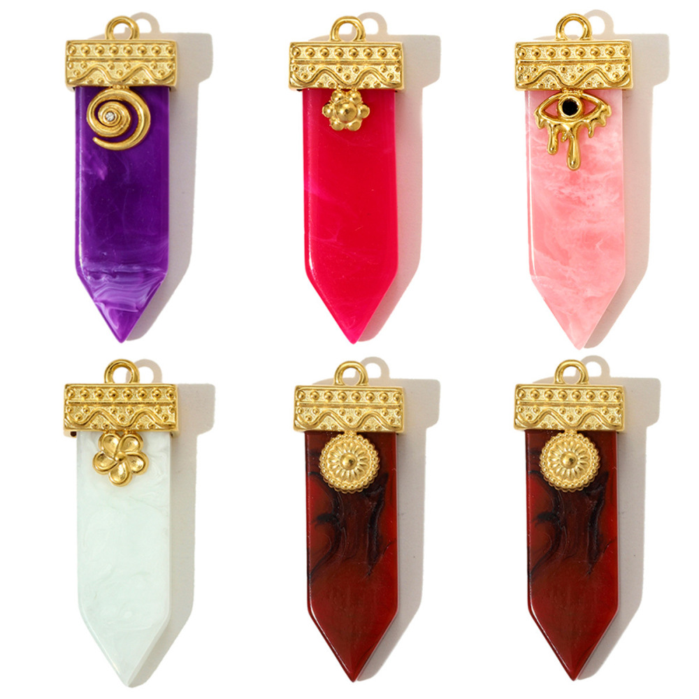 Pendentifs Pour Femmes En Acrylique Simple De Forme Irrégulière, Acier Titane Couleur Or Image6