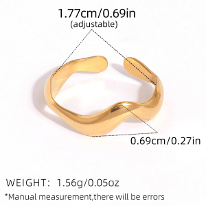 Bague Femme Rétro De Forme Irrégulière En Acier Inoxydable Étanche Couleur Or (1 Pièce) h5 Image2