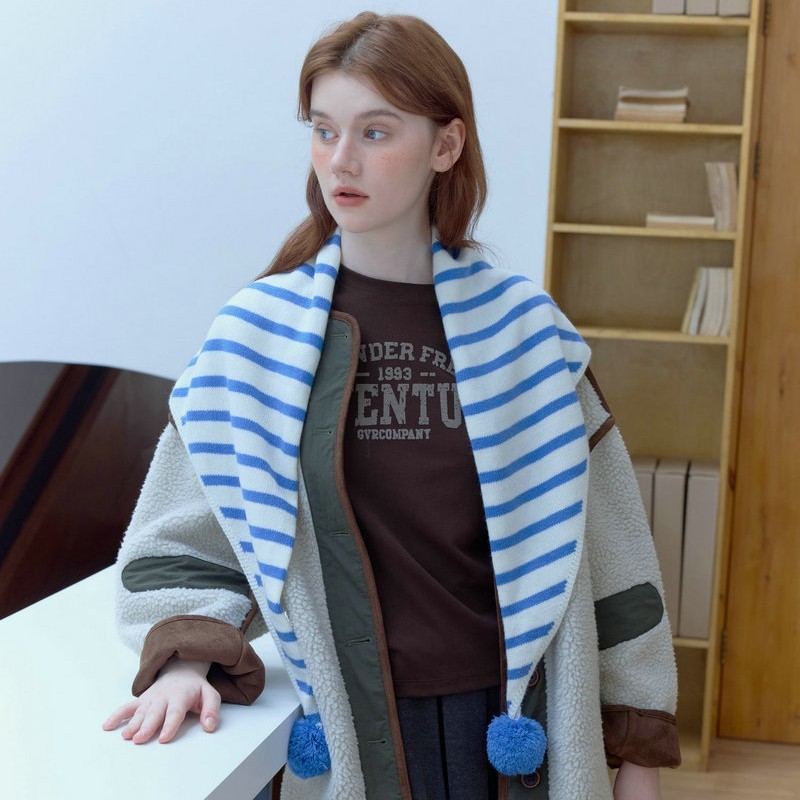Écharpe D'Hiver Pour Femme En Polyester À Rayures Personnalisables (1 Pièce) Image4
