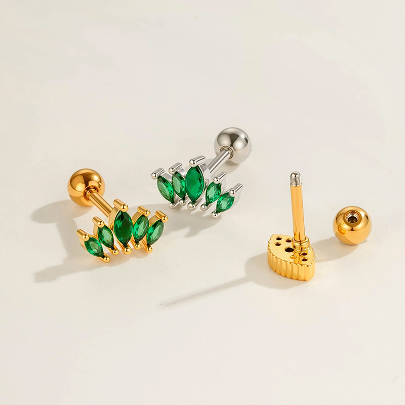 Boucles D'Oreilles Piercing Femme, 1 Pièce, Couleur Cuivre Doré, Zircon. h5Image3