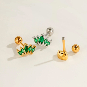 Boucles D'Oreilles Piercing Femme, 1 Pièce, Couleur Cuivre Doré, Zircon. h5 Image3