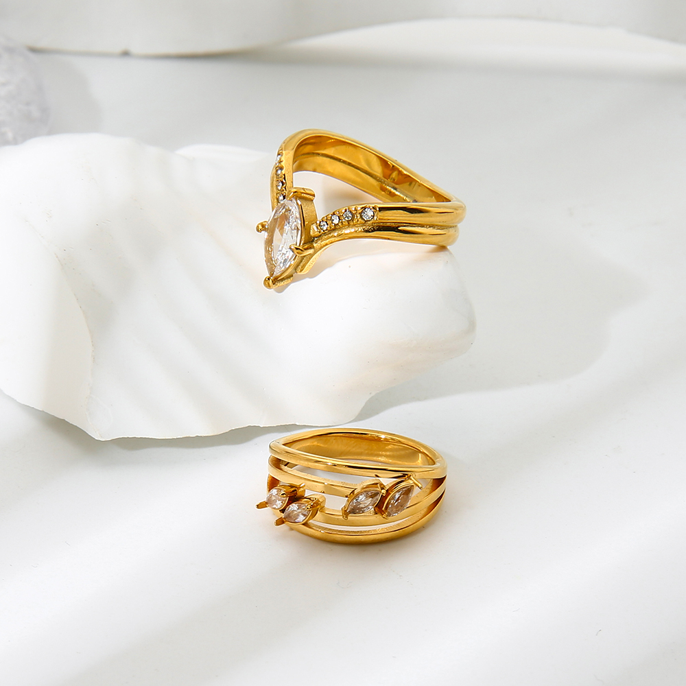 Bague Élégante Et Luxueuse En Acier Inoxydable Ajouré, De Forme Irrégulière Et De Style Raffiné, Résistante À L'Eau (1 Pièce). Image4