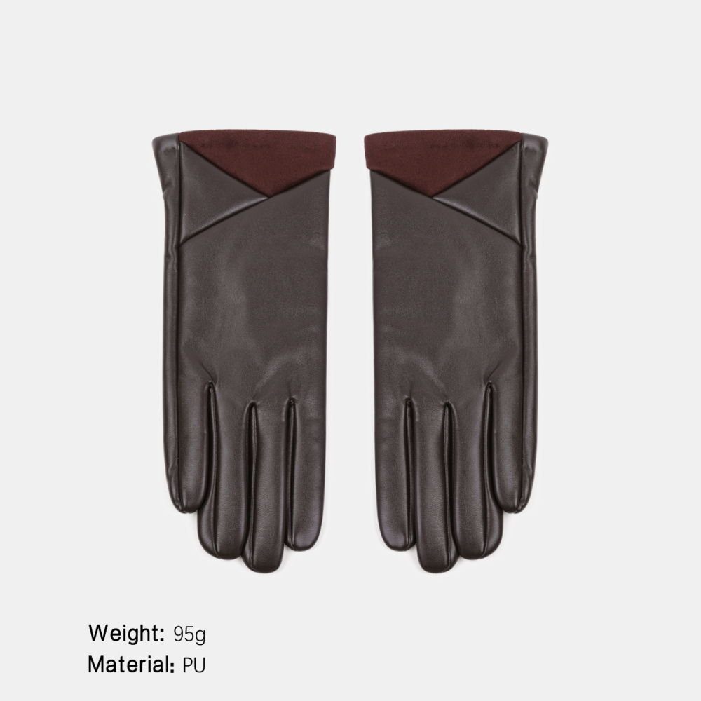 1 Paire De Gants Pour Femmes En Pu De Couleur Unie 