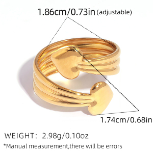 Bague Simple En Forme De Cœur, En Acier Inoxydable Étanche, Couleur Or, Pour Femme. h5 Image2