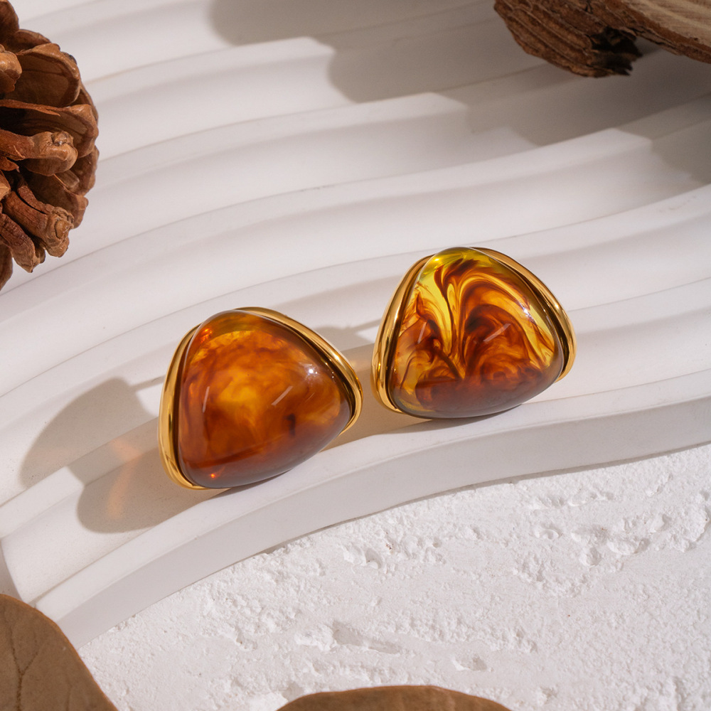 1 Paire De Boucles D'Oreilles Élégantes En Résine À Dégradé De Couleurs Image3
