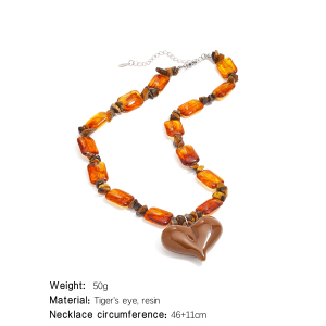 Collier Vintage En Résine En Forme De Cœur Pour Femme (1 Pièce) h5 Image2
