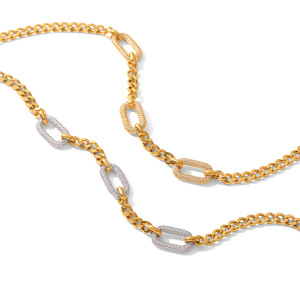 Collier À Maillons En Acier Inoxydable, Étanche, Couleur Or, Avec Zircon (1 Pièce) h5 Image6