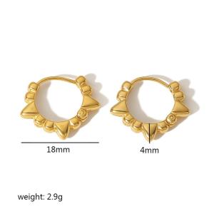 1 Paire De Boucles D'Oreilles Créoles Modernes Pour Femmes, En Acier Inoxydable Étanche, Couleur Or. h5 