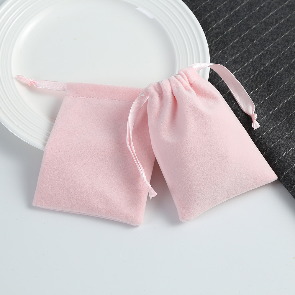 Pochette À Bijoux En Flanelle Rose À Cordon (1 Pièce) h5Image2