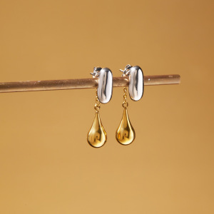 1 Paire De Boucles D'Oreilles Pendantes Modernes Pour Femmes, En Acier Inoxydable Étanche, De Couleur Or Et Argent. h5 Image4