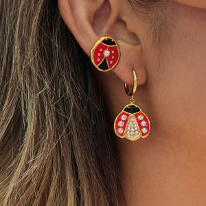Ensembles De Bijoux Pour Femmes Vivid Beetle En Acier Inoxydable Étanche Couleur Or h5 Image4