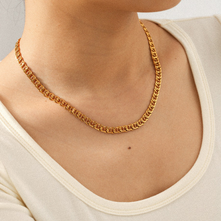 Collier classique en acier inoxydable étanche couleur or (1 pièce) 2