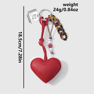 1 Breloque De Sac En Cuir Doux En Forme De Cœur Léopard Avec Chaîne h5 Image2