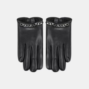 1 Paire De Gants Pour Femmes En Pu À Chaînette De Style Punk Et De Couleur Unie h5 Image2