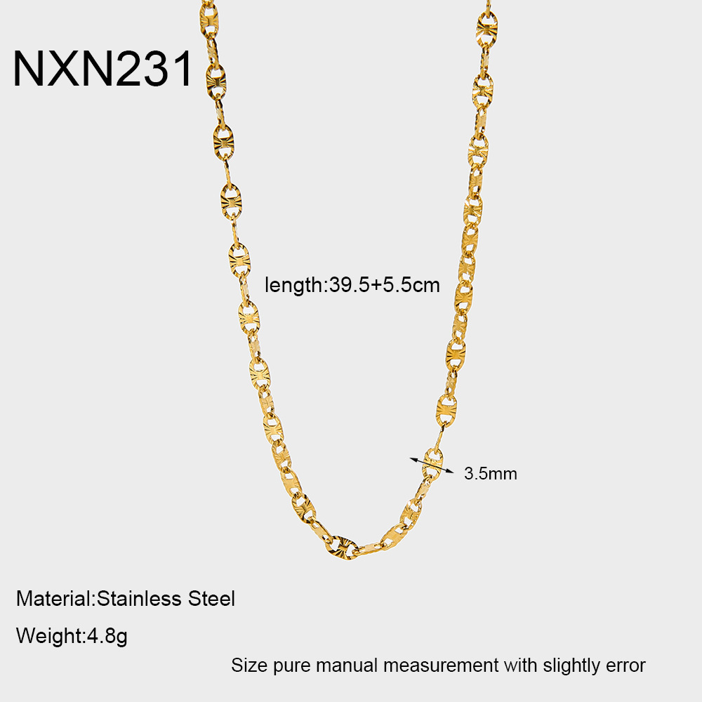 Ensemble De Bijoux Pour Femme Simple Series Daily Chain En Acier Inoxydable Étanche Couleur Or (1 Pièce) 