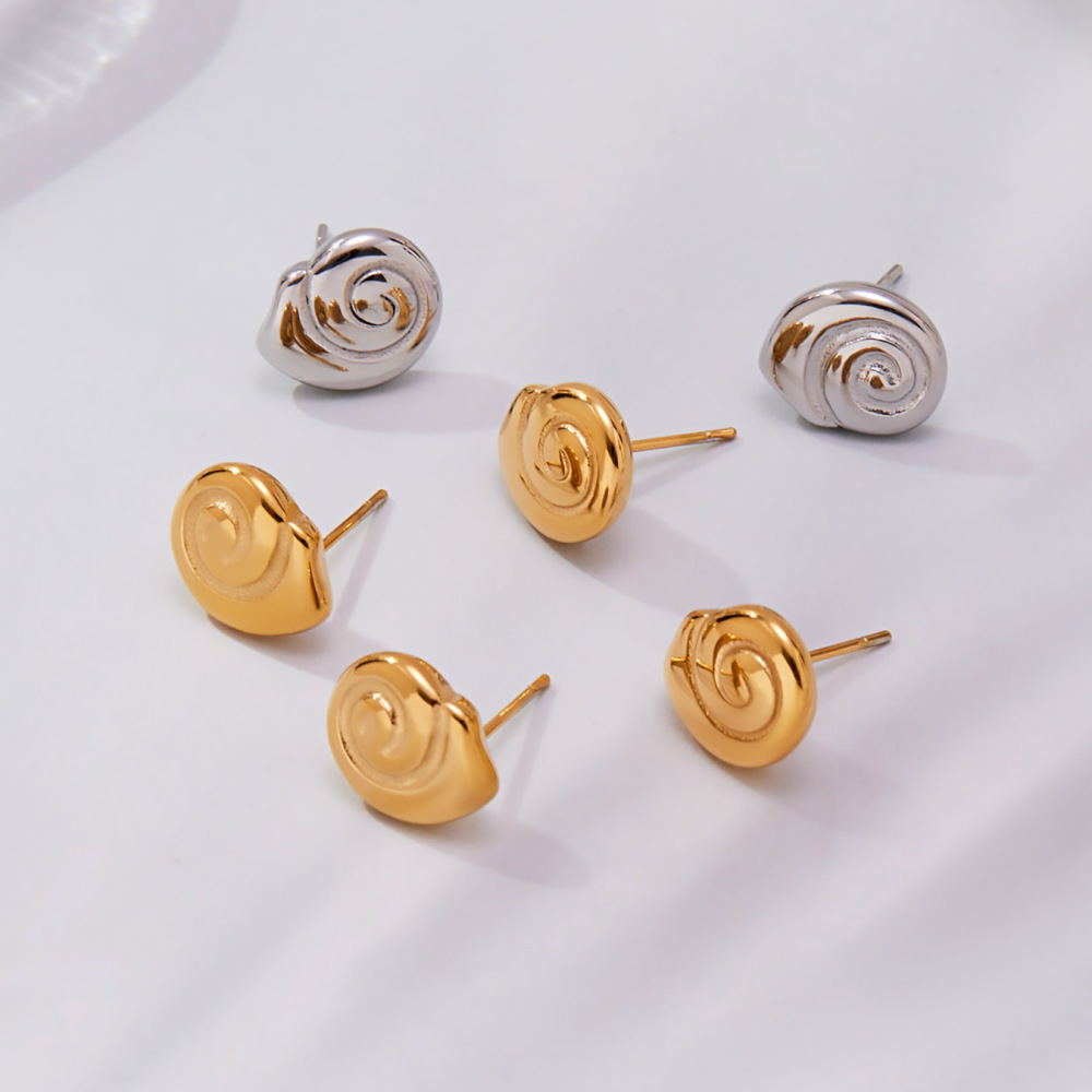 1 Paire De Boucles D'Oreilles Vortex En Acier Inoxydable Étanche, Couleur Or, Pour Femmes Image4
