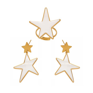 Boucles D'Oreilles Pendantes Pour Femme, En Acier Inoxydable Doré, Imperméables, En Forme D'Étoile Irrégulière (1 Paire). h5 Image6
