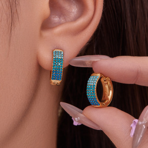 1 Paire De Boucles D'Oreilles Créoles Délicates En Acier Inoxydable, Étanches, Couleur Or, Avec Zircon. h5 Image4