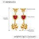 F738 - Boucles d'oreilles cœur rouge en zircon Image2