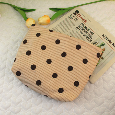 Trousse à maquillage en velours côtelé à pois (1 pièce) 2