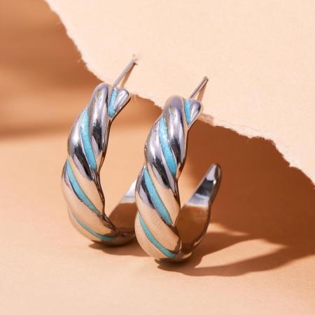 1 paire de boucles d'oreilles créoles torsadées pour femme, en acier inoxydable étanche, couleur or.