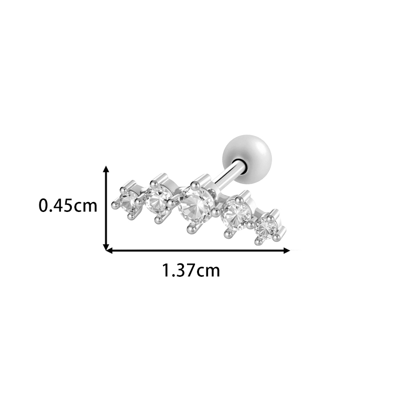 Boucles D'Oreilles Piercing Pour Femme, Rondes Et Ornées, Couleur Cuivre Doré, Avec Zircon (1 Pièce). Image2