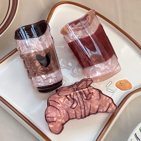 1 pièce de pince à cheveux Sweet Cut Croissant Coffee Cup pour femmes