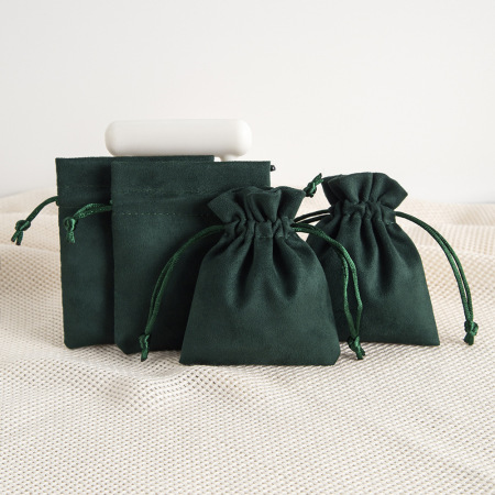 Pochette à bijoux en velours suédé avec cordon de serrage (1 pièce)