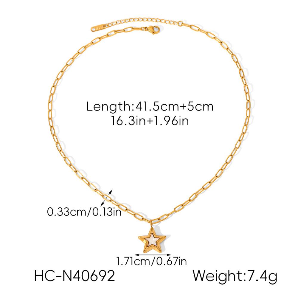 Ensemble Collier Et Collier En Acier Inoxydable Émaillé Couleur Or, Étanche, Avec Étoile. h5Image2