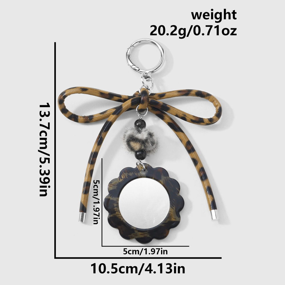 Porte-Clés En Cuir Imprimé Léopard Avec Nœud Papillon Rétro (1 Pièce) Image2