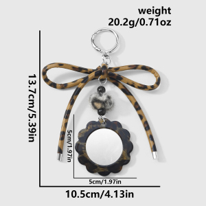 Porte-Clés En Cuir Imprimé Léopard Avec Nœud Papillon Rétro (1 Pièce) h5 Image2