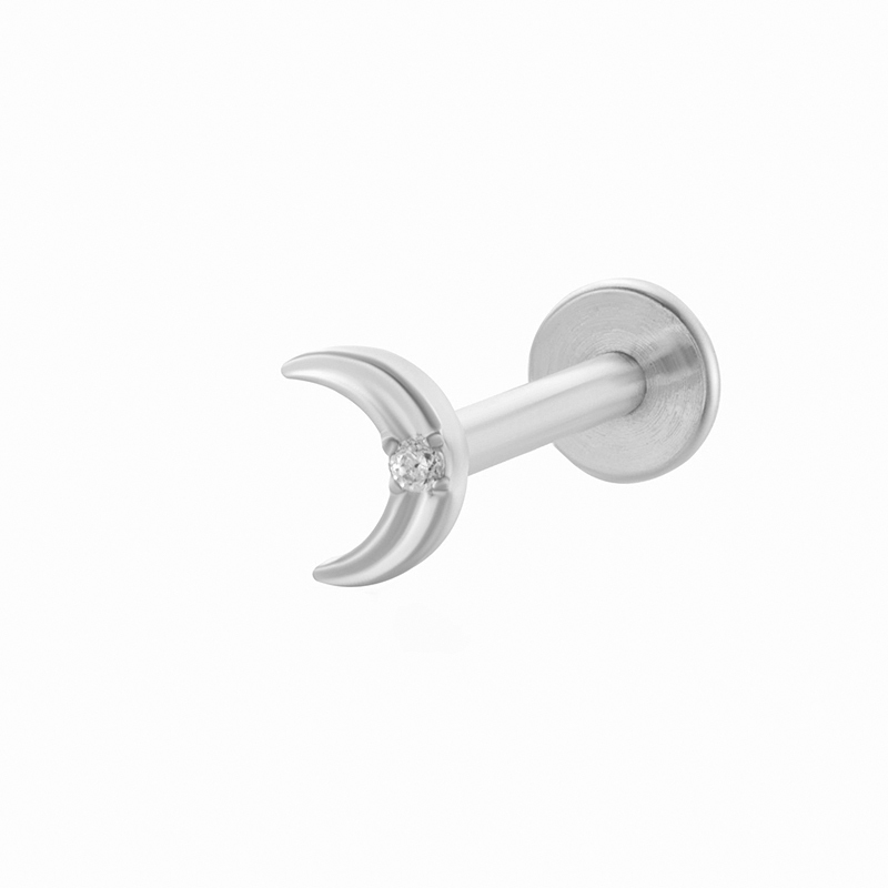 Boucles D'Oreilles Piercing Femme En Alliage De Titane Doré Avec Zircon, Forme Dessin Animé (1 Pièce)