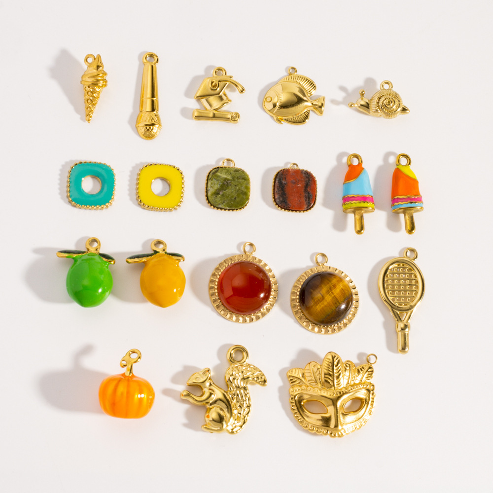 Pendentif Femme Étanche En Acier Inoxydable, Motif Glace, Mangue Et Écureuil (1 Pièce) Image4